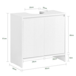Sobuy Bzr157-W, Under Sink Cabinet Bathroom Vanity Unit Bathroom Storage Cabinet With 2 Doors,white,w30Xd60Xh60 - thumbnail 3