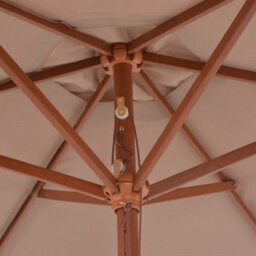 Berkfield Outdoor Parasol With Wooden Pole 270 Cm Taupe - thumbnail 5