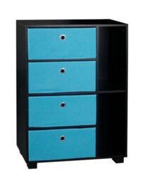Urbn-Living Urbnliving Height 84Cm Wooden 6 Section Black Bookcase And Light Blue Drawer
