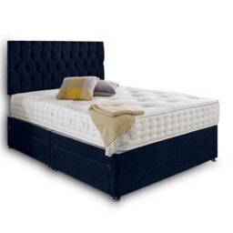 Dining Tables Beirut Matching Headboard Divan Set, 2 Drawer On Same Side With Sprung 1500 Comfort Mattress - Chenille Indigo - King - thumbnail 4