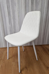 Kosy Koala Modern Round Clear Glass Dining Table With 4 White Gem Pattern Chairs Dining Room Furniture - thumbnail 5