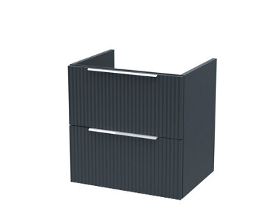 Hudson Reed Fluted Wall Hung 2-Drawer Vanity Unit, Stylish Modern Vanity Unit In Bathroom With Finger Pull Handle Design - image 1