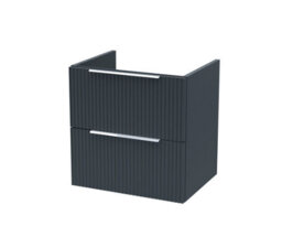Hudson Reed Fluted Wall Hung 2-Drawer Vanity Unit, Stylish Modern Vanity Unit In Bathroom With Finger Pull Handle Design - thumbnail 1