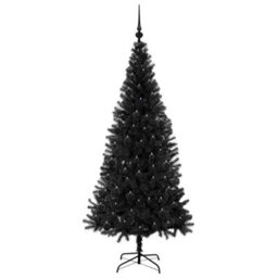 Vidaxl Christmas Tree With 300 Leds With Stand Black 180 Cm Pvc - thumbnail 4