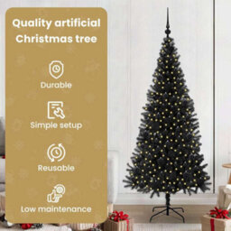 Vidaxl Christmas Tree With 300 Leds With Stand Black 180 Cm Pvc - thumbnail 7