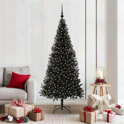 Vidaxl Christmas Tree With 300 Leds With Stand Black 180 Cm Pvc - thumbnail 1