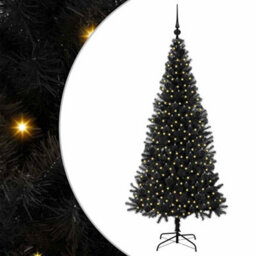 Vidaxl Christmas Tree With 300 Leds With Stand Black 180 Cm Pvc - thumbnail 2