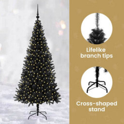 Vidaxl Christmas Tree With 300 Leds With Stand Black 180 Cm Pvc - thumbnail 8