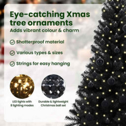 Vidaxl Christmas Tree With 300 Leds With Stand Black 180 Cm Pvc - thumbnail 9