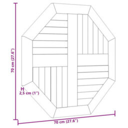 Berkfield Table Top 70X70X2.5 Cm Octagonal Solid Wood Teak - thumbnail 7