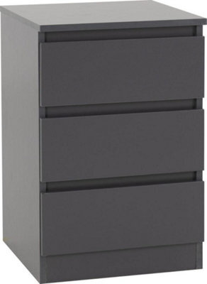 Seconique Malvern 3 Drawer Bedside - L40 X W40 X H60 Cm - Grey - image 1