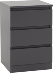 Seconique Malvern 3 Drawer Bedside - L40 X W40 X H60 Cm - Grey - thumbnail 2
