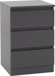 Seconique Malvern 3 Drawer Bedside - L40 X W40 X H60 Cm - Grey - thumbnail 1