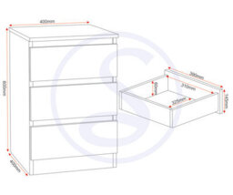 Seconique Malvern 3 Drawer Bedside - L40 X W40 X H60 Cm - Grey - thumbnail 8