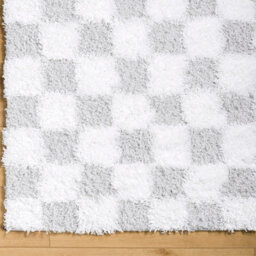Livabliss Urban Shaggy-Modern Ivory Grey Checkered Soft Plush Pile Living Bedroom Rug 80 X 220 Cm Easy Care, Non Shedding - thumbnail 7
