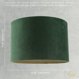 Happy Homewares Soft Velvet Forest Green Fabric Round Lamp Shade For Table Or Pendant - thumbnail 6