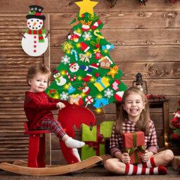 Amorly Diy Felt Christmas Tree For Toddlers, Wall Hanging Xmas Tree With Removable Ornaments, Montessori Kids Holiday Craft Decoration - thumbnail 1
