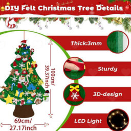 Amorly Diy Felt Christmas Tree For Toddlers, Wall Hanging Xmas Tree With Removable Ornaments, Montessori Kids Holiday Craft Decoration - thumbnail 4