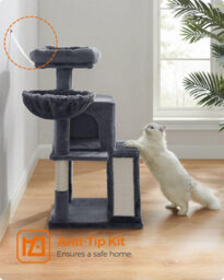 Songmics Small Cat Tree, Cat Tower With Widened Perch For Large Cats Indoor, Kittens, Scratching Posts And Ramp, Dark Gray - thumbnail 8