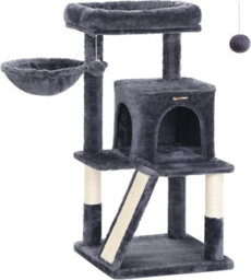 Songmics Small Cat Tree, Cat Tower With Widened Perch For Large Cats Indoor, Kittens, Scratching Posts And Ramp, Dark Gray - thumbnail 9