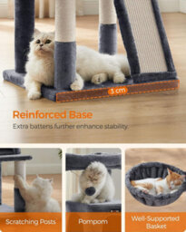 Songmics Small Cat Tree, Cat Tower With Widened Perch For Large Cats Indoor, Kittens, Scratching Posts And Ramp, Dark Gray - thumbnail 6