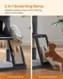 Songmics Small Cat Tree, Cat Tower With Widened Perch For Large Cats Indoor, Kittens, Scratching Posts And Ramp, Dark Gray - thumbnail 7