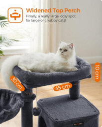 Songmics Small Cat Tree, Cat Tower With Widened Perch For Large Cats Indoor, Kittens, Scratching Posts And Ramp, Dark Gray - thumbnail 4