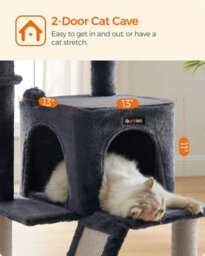 Songmics Small Cat Tree, Cat Tower With Widened Perch For Large Cats Indoor, Kittens, Scratching Posts And Ramp, Dark Gray - thumbnail 5