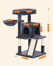 Songmics Small Cat Tree, Cat Tower With Widened Perch For Large Cats Indoor, Kittens, Scratching Posts And Ramp, Dark Gray - thumbnail 2