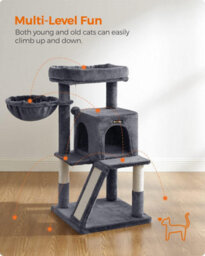 Songmics Small Cat Tree, Cat Tower With Widened Perch For Large Cats Indoor, Kittens, Scratching Posts And Ramp, Dark Gray - thumbnail 3