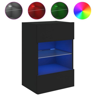 Berkfield Durable Tv Wall Cabinet With Led Lights Black 40X30X60.5 Cm - image 1