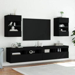 Berkfield Durable Tv Wall Cabinet With Led Lights Black 40X30X60.5 Cm - thumbnail 6
