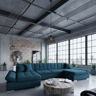 Alia Living Room Sleeper Corner Sofa Polyurethane Foam Wave Spring Wood Frame 360X160X75Cm Turquoise - image 1