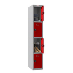 Phoenix Safe Company Phoenix Pl Series Pl1430Grc 1 Column 4 Door Personal Locker Grey Body/red Doors With Combination Locks - thumbnail 2