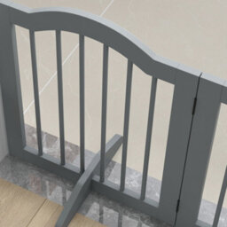 Pawhut Freestanding Pet Gate Barrier 3 Pannel W/ Support Feet Light Grey - thumbnail 9
