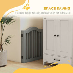 Pawhut Freestanding Pet Gate Barrier 3 Pannel W/ Support Feet Light Grey - thumbnail 5