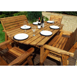 Marlborough Traditional 6 Seater Table Set With 2 X Bench Cushion 2 X Chair Cushion, 1 X Green Parasol & Base & Cushion Storage Bag - thumbnail 4