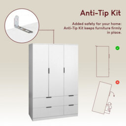 Lassic Vida Designs Trega 3 Door 4 Drawer Wardrobe, White - thumbnail 9