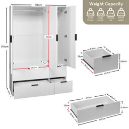 Lassic Vida Designs Trega 3 Door 4 Drawer Wardrobe, White - thumbnail 3