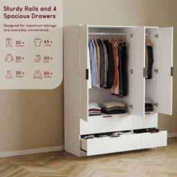 Lassic Vida Designs Trega 3 Door 4 Drawer Wardrobe, White - thumbnail 7