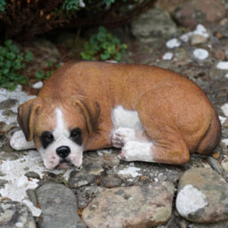 Burgess Sleeping Boxer Resin Sculpture Home Garden Puppy Dog Statue Outdoor Ornament British Pet Gift - thumbnail 1