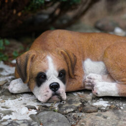 Burgess Sleeping Boxer Resin Sculpture Home Garden Puppy Dog Statue Outdoor Ornament British Pet Gift - thumbnail 2