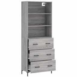 Berkfield Highboard Grey Sonoma 69.5X34X180 Cm Engineered Wood - thumbnail 4