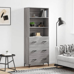 Berkfield Highboard Grey Sonoma 69.5X34X180 Cm Engineered Wood - thumbnail 1