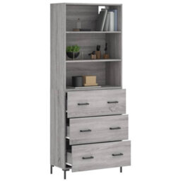 Berkfield Highboard Grey Sonoma 69.5X34X180 Cm Engineered Wood - thumbnail 3