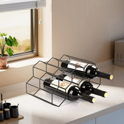 Thehotsale 7 Bottle Black Metal Countertop Wine Rack Hexagon Wine Rack - image 1