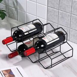 Thehotsale 7 Bottle Black Metal Countertop Wine Rack Hexagon Wine Rack - thumbnail 2