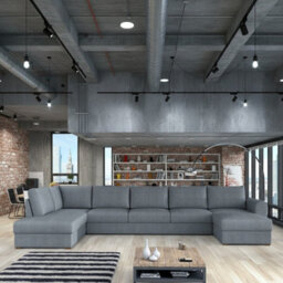 Wilma Large U Shape Sofa Bed Corner With Storage Polyurethane Foam Wave Spring Wooden Legs 370X186X85Cm Grey Left - thumbnail 1