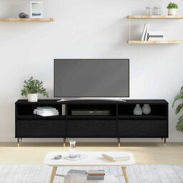 Berkfield Tv Cabinet Black Oak 150X30X44.5 Cm Engineered Wood - thumbnail 4