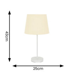 Valuelights Charles White Table Lamp With A Beige Tapered Shade And Bulb - thumbnail 6